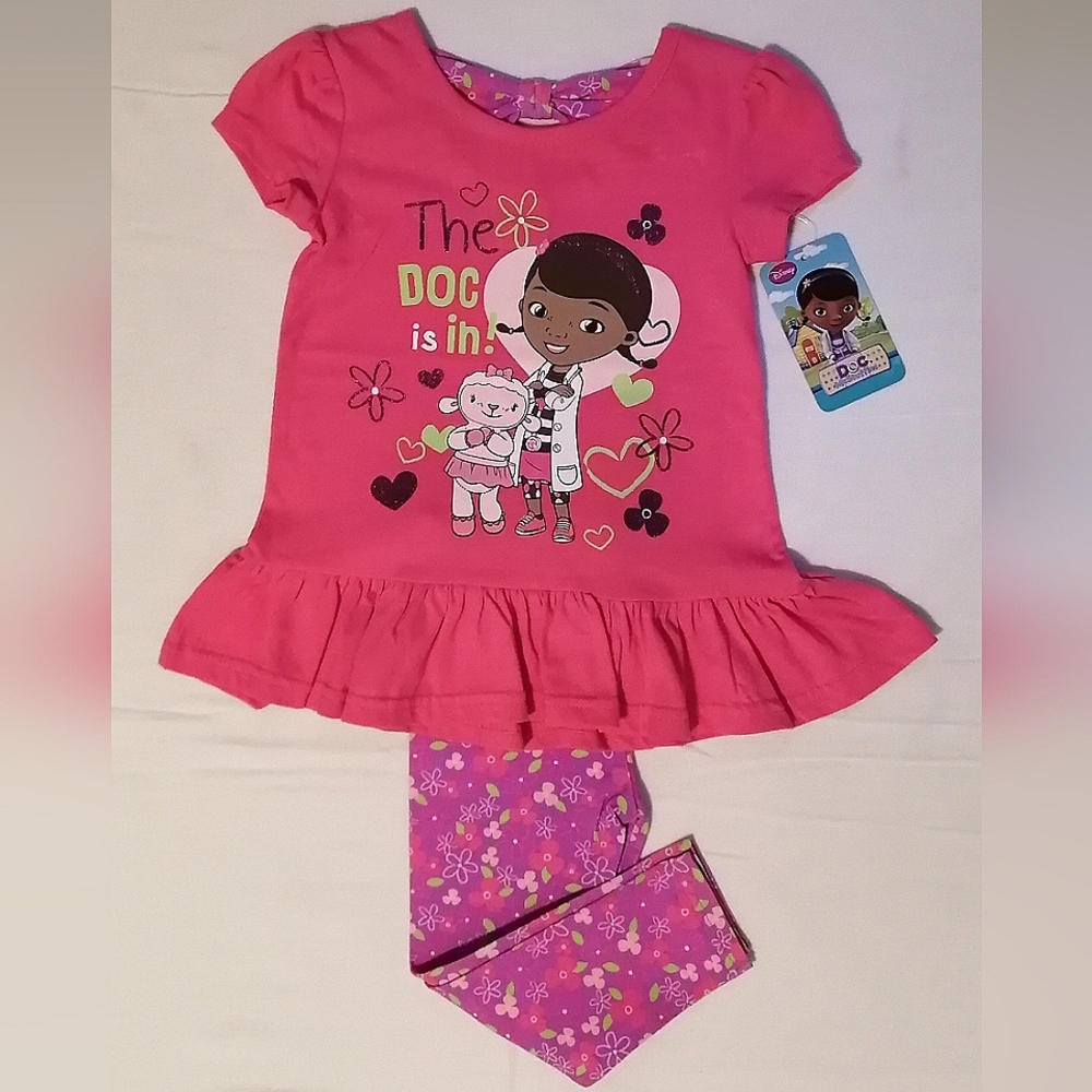 🔥SALE🔥 Disney Doc McStuffins 2PC Top and Legging Pants Set NWT Sizes 2T, 3T